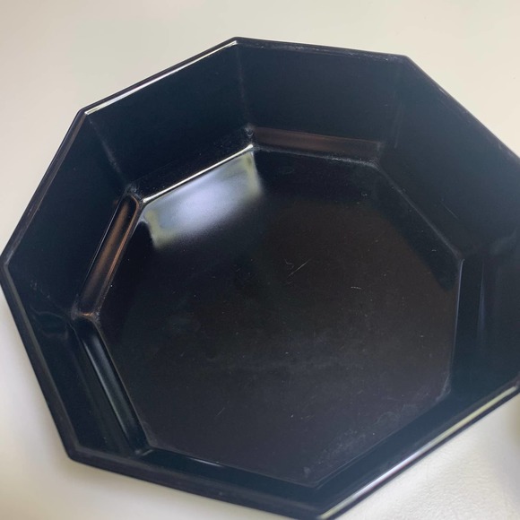 4 pc Set MCM Deco Arcoroc France Black Glass Octagon Mugs Bowls Arcopal Octime - Picture 8 of 14